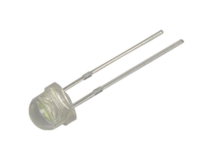 LED dioda bílá 5mm kulatá čirá nízká 13000mCD Straw Hat