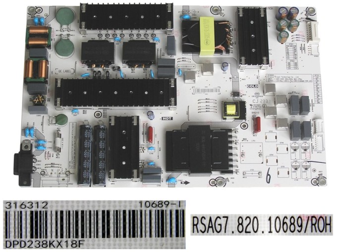 LCD modul zdroj Hisense 75A7KQ /  SMPS power unit  RSAG7.820.10689/ROH / DPD238KX18F / 316312 / HT310502