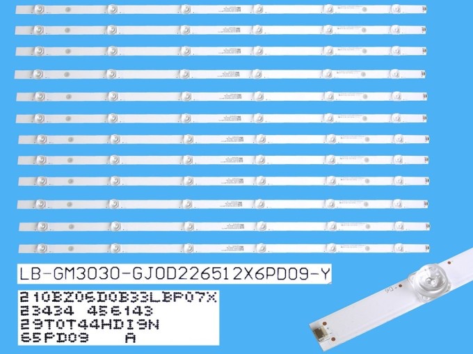 LED podsvit 675mm sada Philips 705TLB65B33LBP07X celkem 12 pásků / LED Backlight  6 D-LED  LB-GMK3030-GJ0D22651 2X6PD09-Y / 210BZ06D0B33LBP07X  - NÁHRADA