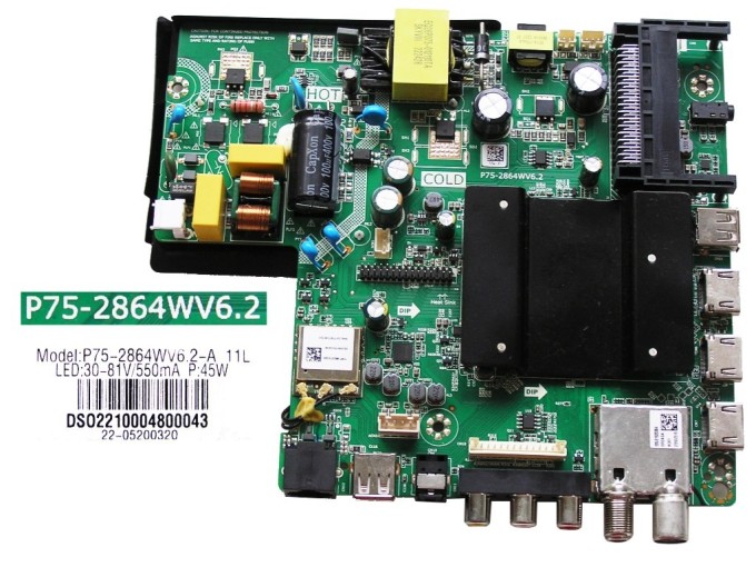 LCD LED modul základní deska SENCOR  SLE43FS801TCSB / Main board assy P75-2864WV6.2 / DS02210004800043