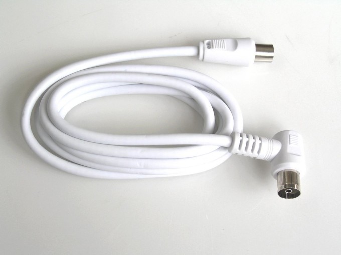 Kabel antenní - účastnická šňůra - 1.5m - bílý rovný / úhlový