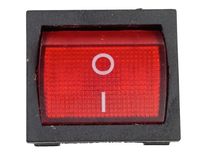 Kolébkový vypínač s doutnavkou 19,5 x 22 mm, 6A/250V, 10A/125V