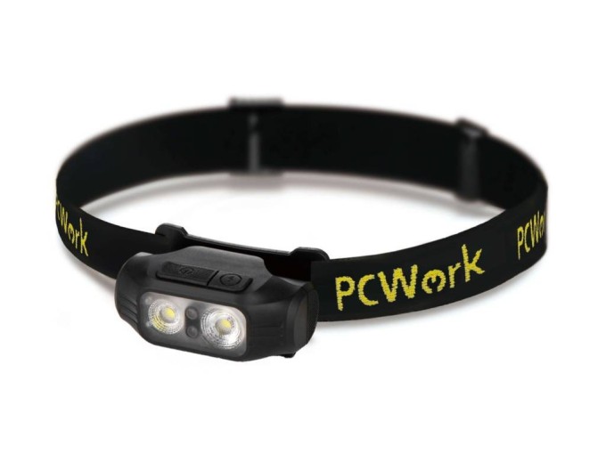 LED čelovka PCWork PCW12A 200 lm, hybridní napájení, USB-C, IPX5
