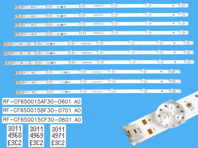 LED podsvit sada vestel RF-CF650015 celkem 10 pásků / D-LED backlight 65" 30114968 + 30114969 + 30114971