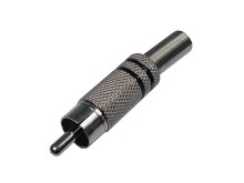 Kovový konektor CINCH RCA stříbrný - černý