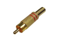 Cinch konektor pozlacený 2x červený pruh