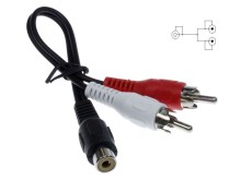 CINCH redukce mono / stereo 0.2m samice na 2x samec