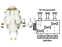 Univerzální trojcestný napouštěcí ventil 3/4" s 3 výstupy 15 mm
