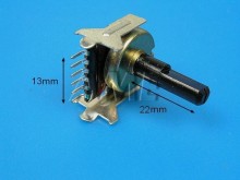 Potenciometr stereo otočný 20kΩ A č.13 s hřídelí 22mm