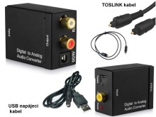 Digitální audio převodník Toslink / SPDIF na 2x RCA
