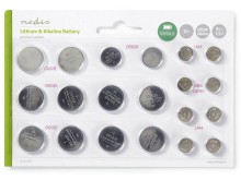 Sada knoflíkových baterií Nedis 2xCR2016, 4xCR2032, 4xCR2025, 2xCR1620, 2xLR43, 2xLR54, 4xLR44