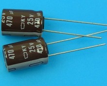 470uF/25V 105°C Nippon KY Elektrolytický Kondenzátor - Nízká Impedance, Dlouhá Životnost