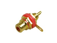 Konektor CINCH RCA panelová samice zlacený červený