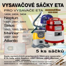 Sáčky do vysavače ETA 0441, 1441, 2441, 1404, 2404, 3404, Neptun, Sirius - 5ks