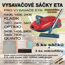 Sáčky do vysavače ETA 0406, x406, x407, x408 + mikrofiltr, 4 ks