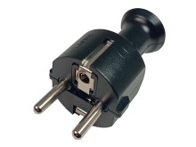 Černá síťová vidlice 230V 16A plastová přímá