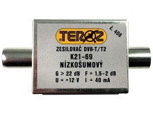 DVB-T/DVB-T2 anténní zesilovač 22dB TEROZ č.408 s IEC konektory