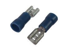 Krimpovací Faston konektor 4.8mm s modrou izolací - zásuvka