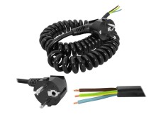 Kroucená napájecí flexošňůra 3x1,5 mm, 5 m, černá