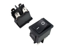 Kolébkový vypínač DPST 21x15 mm, 16A / 250V AC, černý