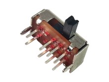 Dvojitý posuvný přepínač 3 polohy do PCB 90°