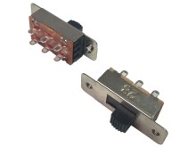 Posuvný přepínač DPDT s pájecími očky, 35x12,6 mm