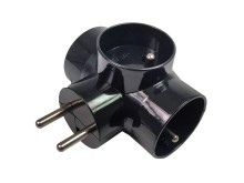 Kulatá rozbočovací zásuvka 3x 250VAC / 10A černá