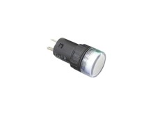 Bílá LED kontrolka 12V AC / 12V DC s montážním otvorem 16mm