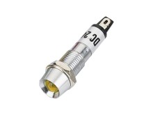 Žlutá LED kontrolka 12V AC/DC s M8 závitem a kovovou objímkou