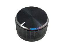 Hliníkový knoflík na potenciometr 29mm, oska 6mm, černý s ukazatelem