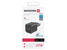 SWISSTEN Nabíječka Power Delivery USB-C + USB-A 20W černá