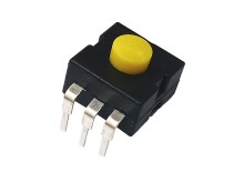 Žlutý 3-polohový tlačítkový přepínač s aretací