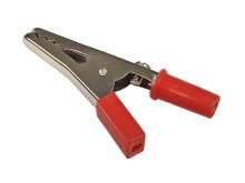 Miniaturní částečně izolovaná krokosvorka červená pro banánek 4mm