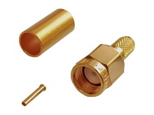 Zlacený krimpovací konektor SMA pro kabel RG58 - samec reverzní