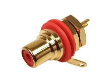 CINCH Konektor Panelová Zásuvka Zlacená Červená