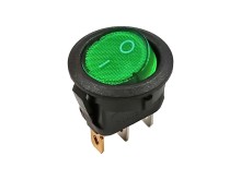 Kulatý kolébkový vypínač 1 pólový 12V DC / 16A prosvětlený zelený
