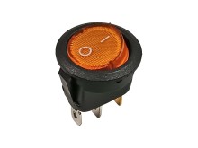 Kulatý kolébkový vypínač 1 pólový 12V DC 16A žlutý prosvětlený