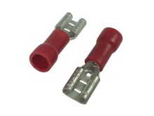 Krimpovací Faston konektor 4.8mm s červenou izolací - zásuvka