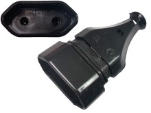 Síťová zásuvka 2pólová plochá 250VAC/2,5A černá GN-11