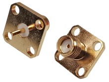 Konektor SMA panelový přírubový - samice - zlacený