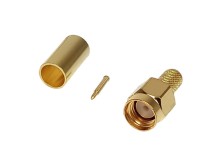 Krimpovací SMA konektor pro kabel RG58 - samec - zlacený