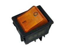 Kolébkový dvoupólový vypínač 250V / 16A WSM 9104L žlutý ON-OFF FASTON 6,3