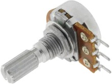 Potenciometr mono otočný 100kΩ logaritmický s drážkovanou hřídelí 6 x 9mm