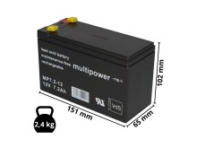 Akumulátor 12V / 7,2Ah  olověný - MP7.2-12 Multipower FASTON 4,8mm