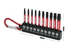 Sada prodloužených bezpečnostních TORX bitů T7–T40 s držákem a karabinou